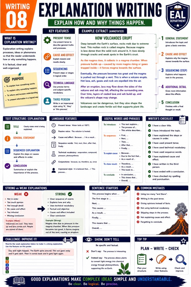 Explanation Writing Poster Guide classroom poster