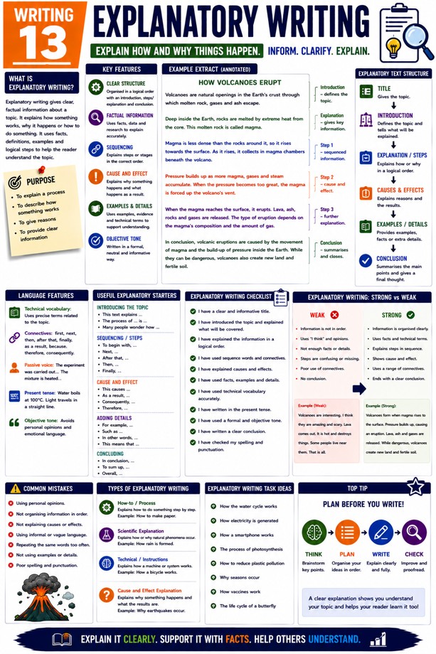 Explanatory Writing Infographic Guide classroom poster