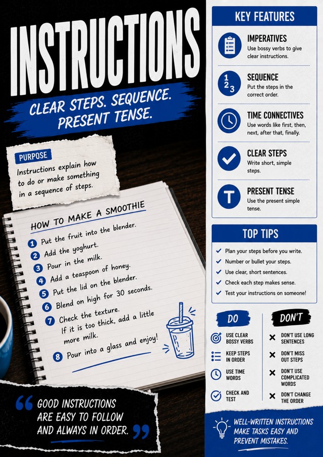 Instruction Writing Guide classroom poster