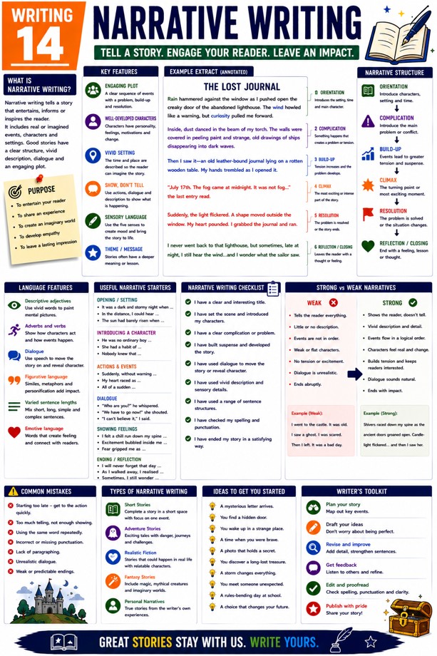 Narrative Writing Classroom Infographic classroom poster