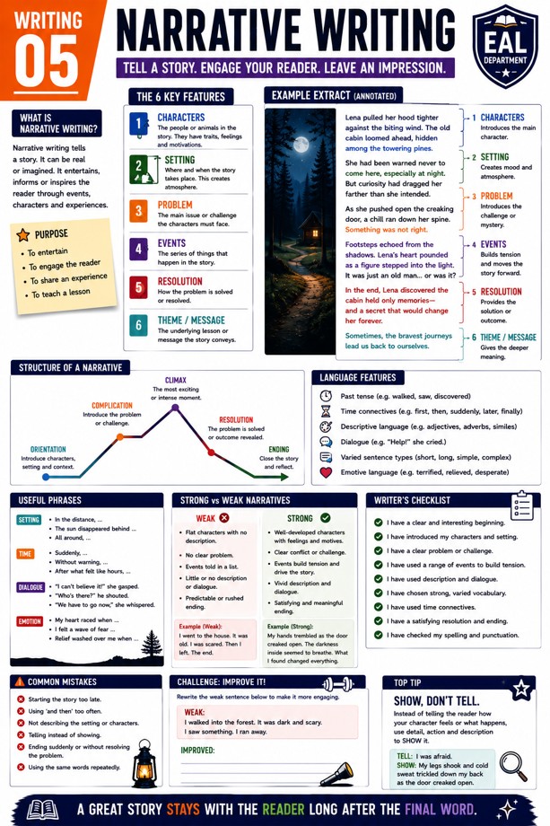 Narrative Writing Infographic Guide classroom poster