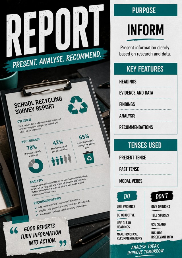 Report Writing Revision Guide classroom poster