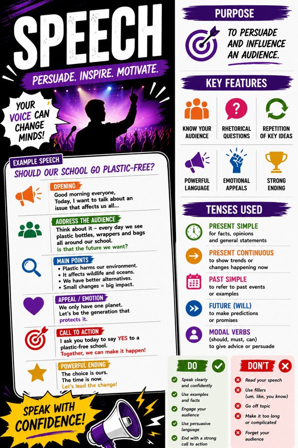 Speech Writing Study Guide classroom poster