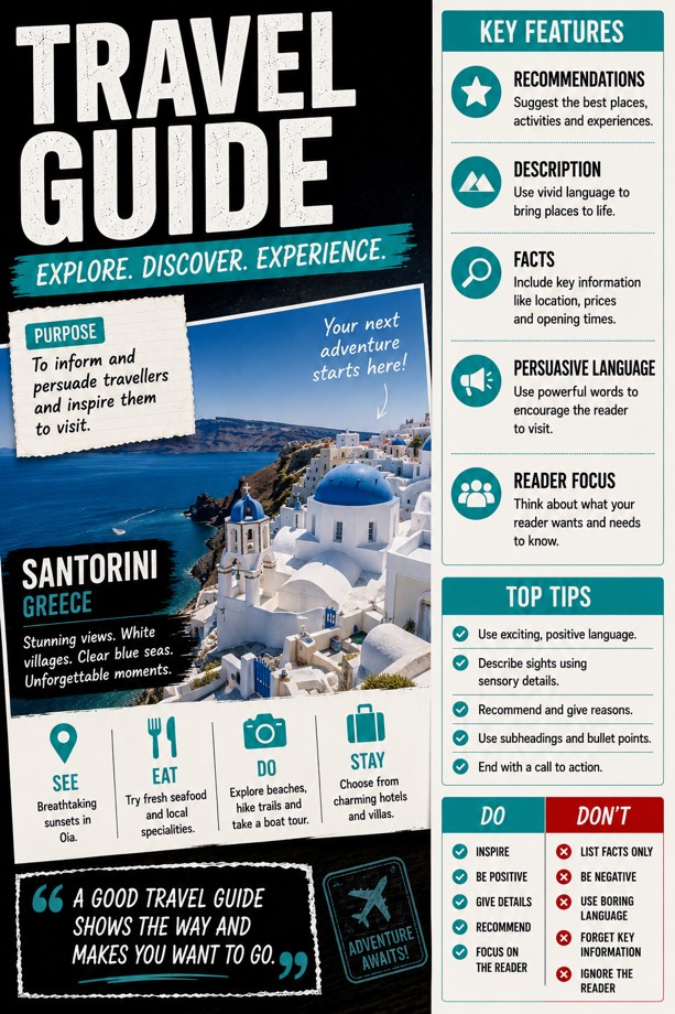 Travel Guide Poster: Explore Santorini classroom poster